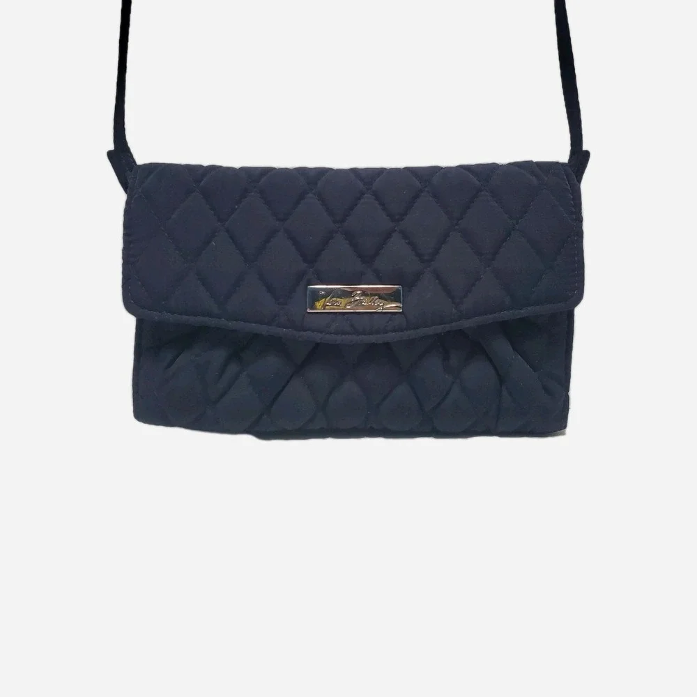 Vera Bradley Navy Blue‎ Quilted Fabric Wallet Crossbody Bag Purse